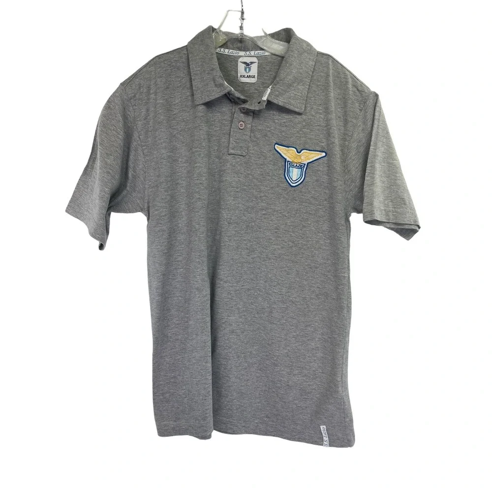 S.S.Lazio‎ Youth XL Grey Cotton Soccer Polo Shirt (W38) EUC